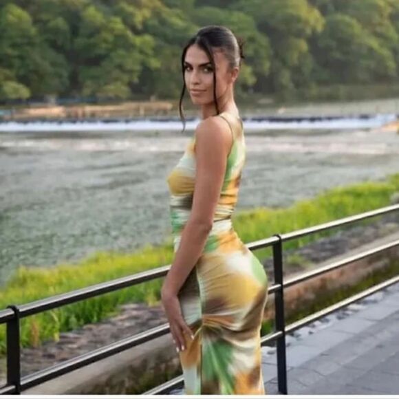 Zara Printed tulle dress green multi - Picture 2 of 15